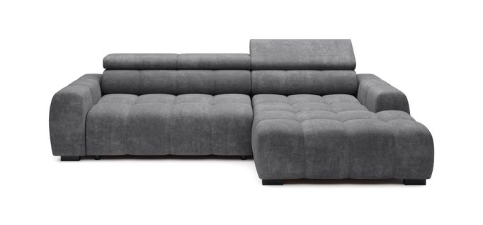 Canapé d'angle relax AUGUSTIN méridienne droit tissu gris