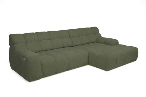 Canapé d'angle relax COCOON méridienne droit tissu vert
