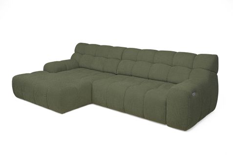 Canapé d'angle relax COCOON méridienne gauche tissu vert