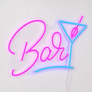 Néon mural LED USB L. 40 cm BAR Rose et bleu