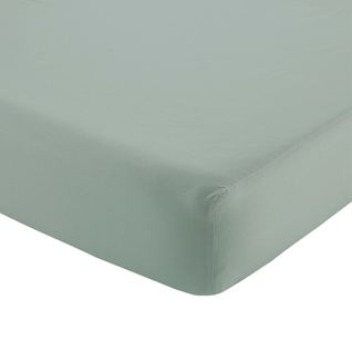 Drap housse sauge 90x190 cm DREAMEA PERCALE SAUGE