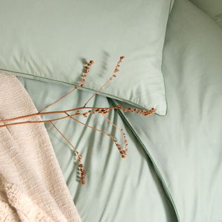Housse de couette 140x200 cm DREAMEA PERCALE SAUGE