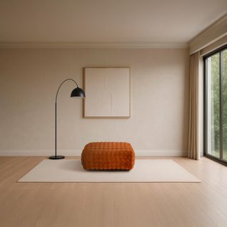 POUF BELLO tissu terra cotta