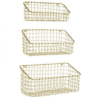 Etagère Paniers En Fils De Fer Lot De 3 Laiton