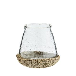 Photophore En Verre Et Jute Votive H 10 Cm