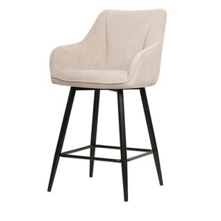 Tabouret De Bar Pivotant Rio Beige Pieds Métal Noir