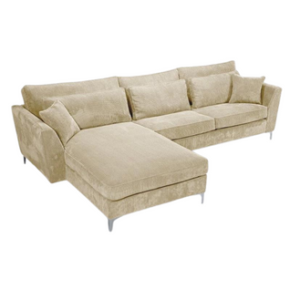 Canapé Angle Gauche Velours Côtelé Beige Isla