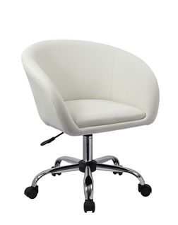 Fauteuil à Roulette Tabouret Chaise De Bureau Blanc Bur09021