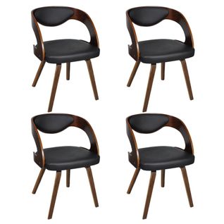 Lot De 4 Chaises De Salle à Manger Cuisine Design Intemporel Bois Courbé Et Synthétique Marron Cds