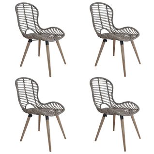 Lot De 4 Chaises De Salle à Manger Cuisine Marron Rotin Naturel Cds021697