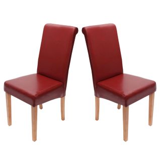 Lot De 2 Chaises De Salle à Manger Cuisine En Cuir Et Synthétique Rouge Design Moderne 04_0000204