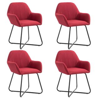 Lot De 4 Chaises De Salle à Manger Cuisine Moderne Et Confortable En Tissu Bordeaux Rouge Cds02194