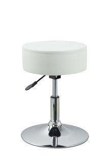 Tabouret Chaise Noir Hauteur Réglable Cuir Synthétique Blanc Tabo09030