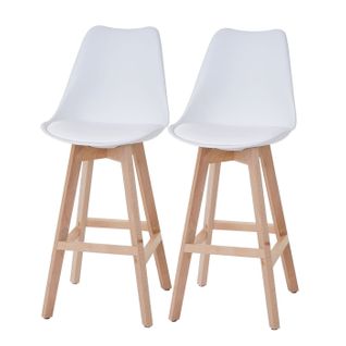 Lot De 2 Tabourets De Bar Style Scandinave Blanc Tdb04019