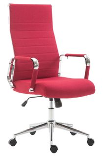 Fauteuil De Bureau Sur Roulettes En Tissu Rouge Avec Assise Rembourrée Pivotant Bur10236