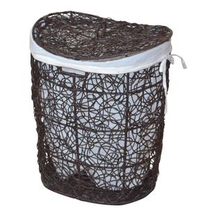Panier à Linge Avec Deux Housses Protection En Rotin Marron Tissé à La Main Dec05050