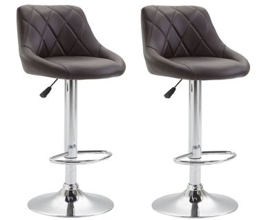 2x Tabourets De Bar En Synthétique Marron Pivotant Avec Repose-pieds Tdb10078