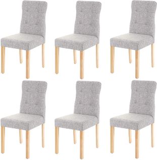 Lot De 6 Chaises En Tissu Gris Pieds En Bois Clair Cds04645