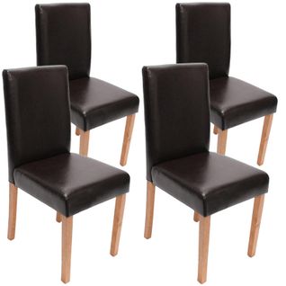 Lot De 4 Chaises De Salle à Manger Cuisine En Cuir Marron Pieds En Bois Clair Design Moderne 04_00