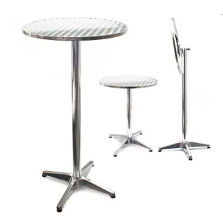Table Bistro Haute Bar Aluminium Réglage Hauteur Pliable 74/114cm Diamètre 60 Cm