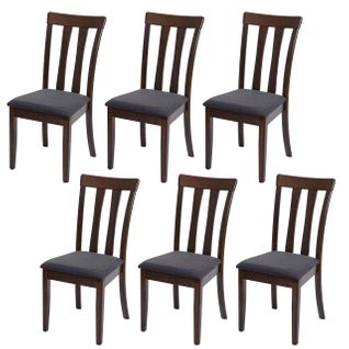 Lot De 6 Chaises De Salle à Manger Cuisine En Tissu Gris Foncé Et Bois Massif Foncés 04_0001964