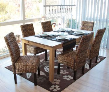 Lot De 6 Chaises En Rotin Banane Tressée Pieds Foncés Cds04201