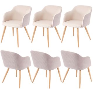 Lot De 6 Chaises De Salle à Manger Surface Arrière Aspect Nid D'abeille Avec Accoudoirs En Tissu