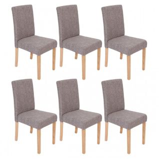 Lot De 6 Chaises De Salle à Manger En Tissu Gris Pieds Clairs Cds04218
