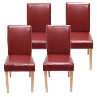 Lot De 4 Chaises De Salle à Manger Synthétique Rouge Pieds Clairs Cds04143