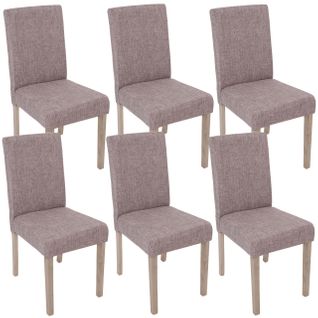 Lot De 6 Chaises De Salle à Manger Cuisine En Tissu Gris Pieds En Bois Clair 04_0000894