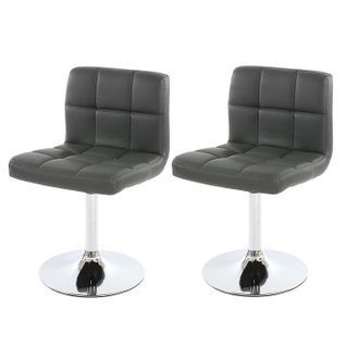 Lot De 2 Chaises Fauteuils De Salle à Manger En Synthétique Gris Cds04067