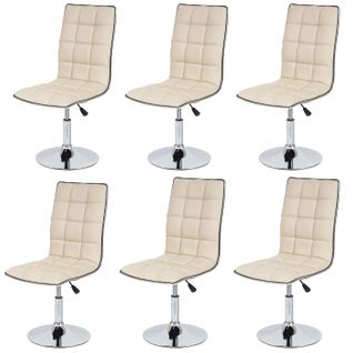 Lot De 6 Chaises De Salle à Manger Hauteur Réglable En Synthétique Crème Cds04275