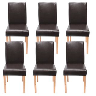 Lot De 6 Chaises De Salle à Manger Cuisine En Synthétique Marron Pieds En Bois Clair Design Moderne