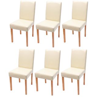 Lot De 6 Chaises De Salle à Manger Cuisine En Synthétique Crème Pieds En Bois Clair Design Moderne