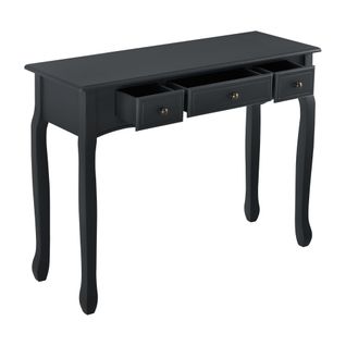Table Console D Entrée Salon Avec 3 Tiroirs Mdf Pieds En Pin 100 Cm Noir 03_0004179/2