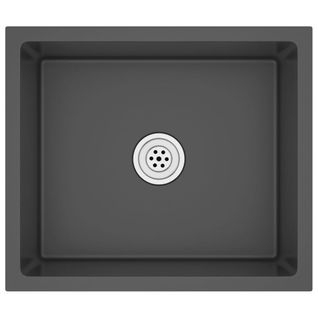 Évier De Cuisine Fait Main 51 X 44 Cm Acier Inoxydable Noir 02_0002454