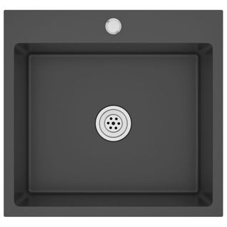 Évier De Cuisine Fait Main 53 X 50 Cm Acier Inoxydable Noir 02_0002460