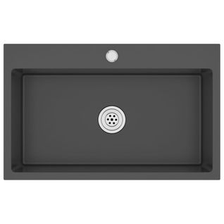 Évier De Cuisine Fait Main 70 X 44 Cm Acier Inoxydable Noir 02_0002466