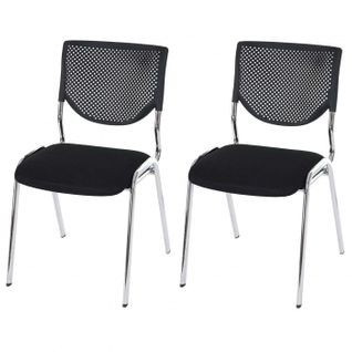 Lot De 2 Chaises Ergonomique Pour Visiteur Bureau Noir Pieds Chromé Bur04049