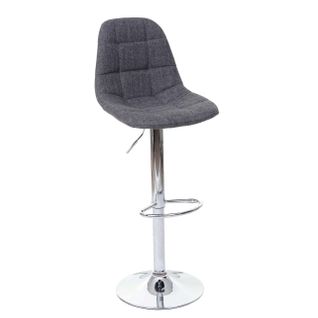 Tabouret De Bar Chaise De Comptoir En Tissu Gris Pieds Acier Chromé 04_0005240