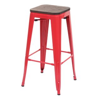 Tabouret De Bar Chaise De Comptoir Siège En Bois Avec Repose-pieds Design Industriel Empilable