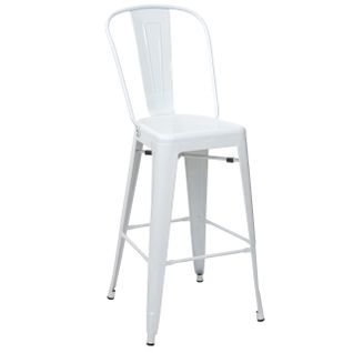 Tabouret De Bar Avec Dossier Design Industriel En Métal Blanc Avec Repose-pieds 04_0005253