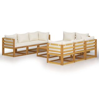 Salon De Jardin Meuble D'extérieur Ensemble De Mobilier 9 Pièces Avec Coussin Crème B
