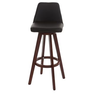 Tabouret De Bar Chaise De Comptoir En Synthétique Marron Pivotant Pieds En Bois Foncé 04_0005277