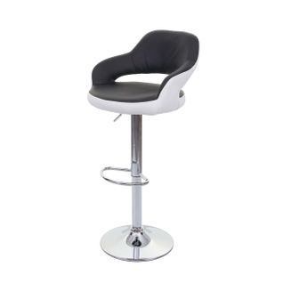 Tabouret De Bar Chaise De Bar Tabouret De Comptoir Pivotant Avec Dossier En Pvc Noir Et Blanc 04_0