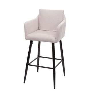 Tabouret De Bar Chaise Haute Comptoir Avec Repose-pieds En Métal Assise En Tissu Crème