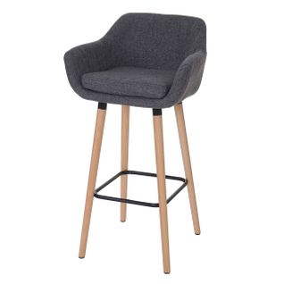 Tabouret De Bar Chaise De Comptoir X1 Avec Repose-pieds En Tissu Gris Style Scandinave 04_0005300