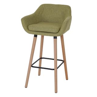 Tabouret De Bar Chaise De Bar Comptoir X1 Avec Repose-pieds En Tissu Vert Clair 04_0005302