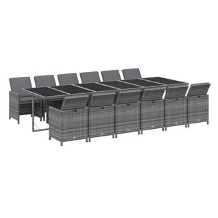 Ensemble à Dîner Salon De Jardin Meuble D'extérieur Coussins 13 Pièces Résine Tressée