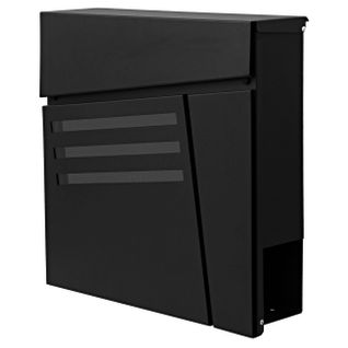 Boîte Aux Lettres Murale Compartiment à Journaux Revêtement En Poudre Noir 04_0001331